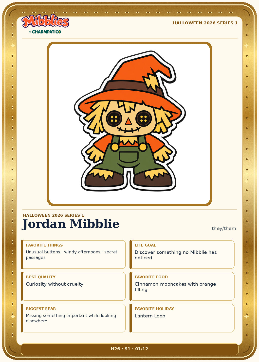 Jordan Mibblie Halloween 2026 Series 1 collector card front