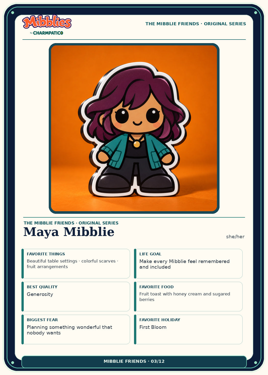 Maya Mibblie Original Series collector card front
