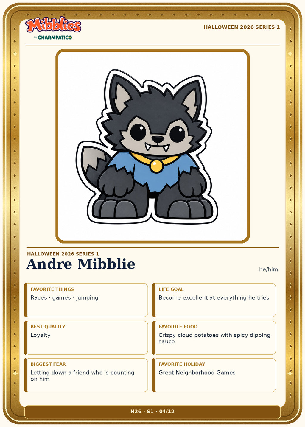 Andre Mibblie Halloween 2026 Series 1 collector card front