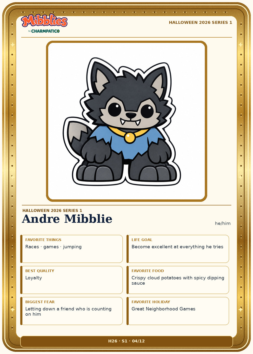 Andre Mibblie Halloween 2026 Series 1 collector card front