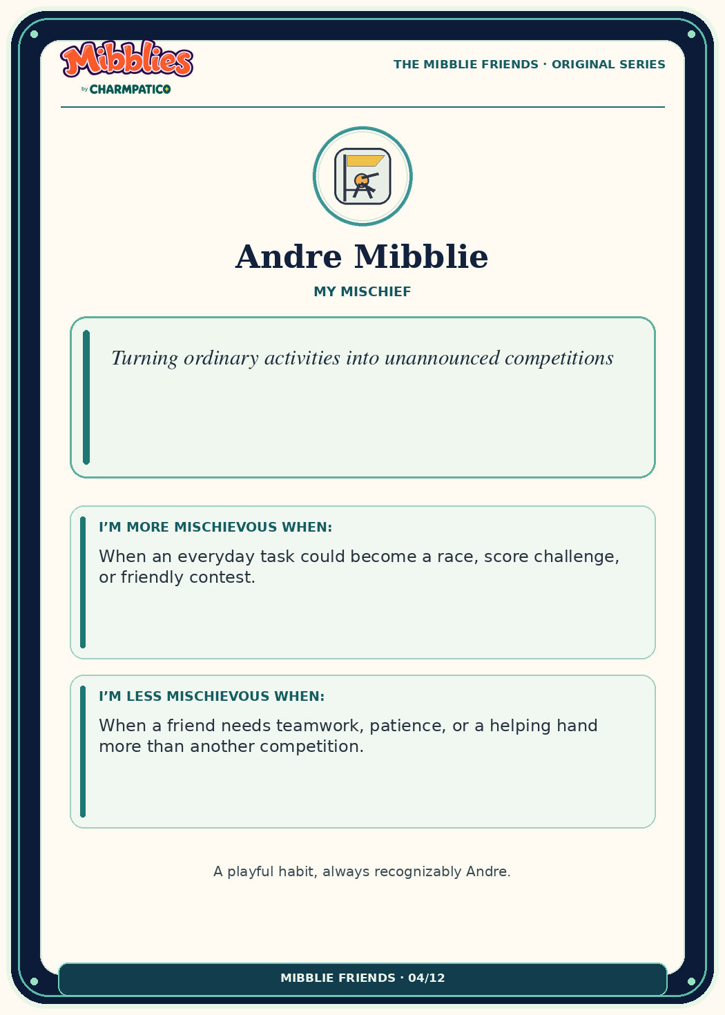 Andre Mibblie Original Series collector card back