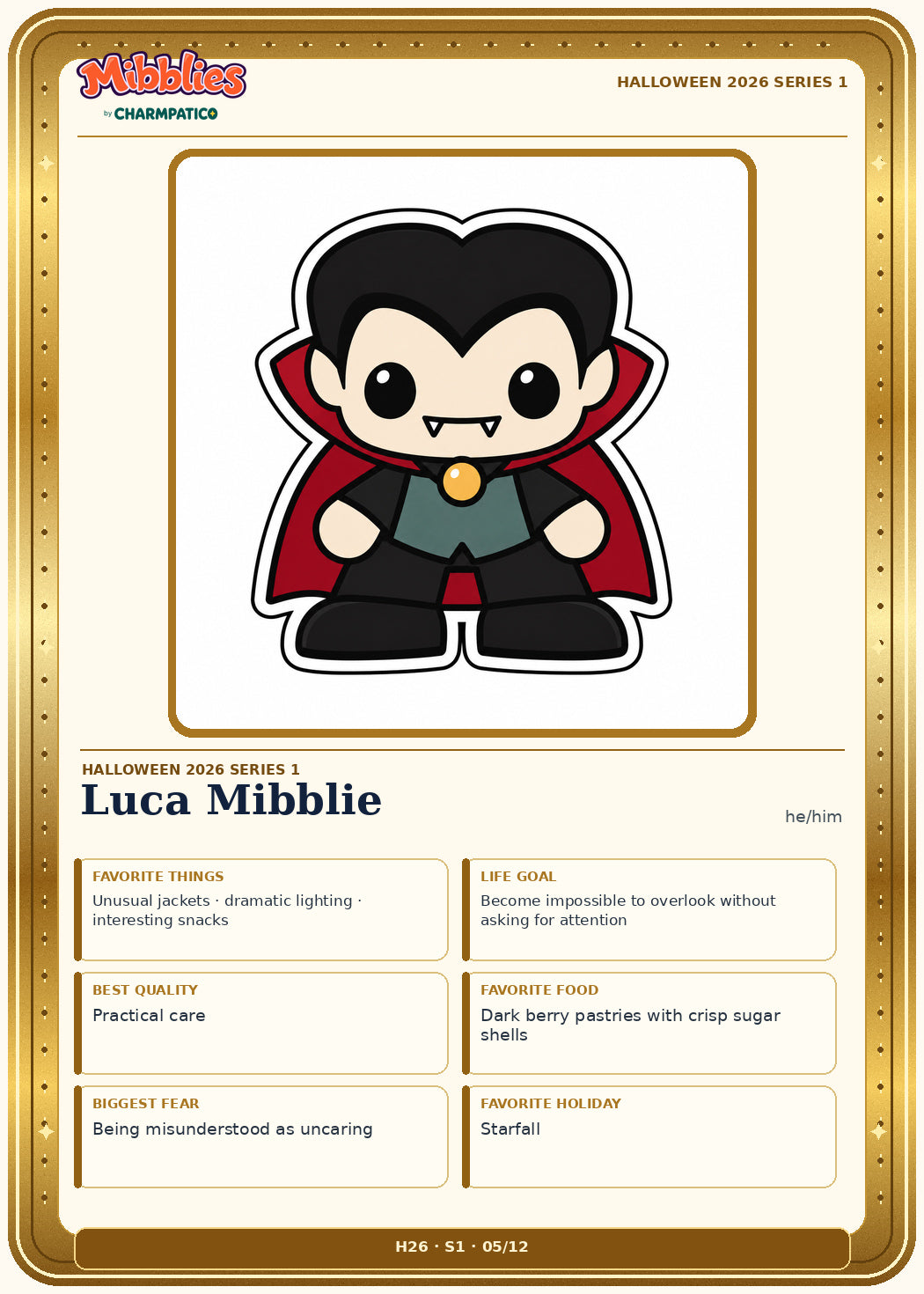 Luca Mibblie Halloween 2026 Series 1 collector card front