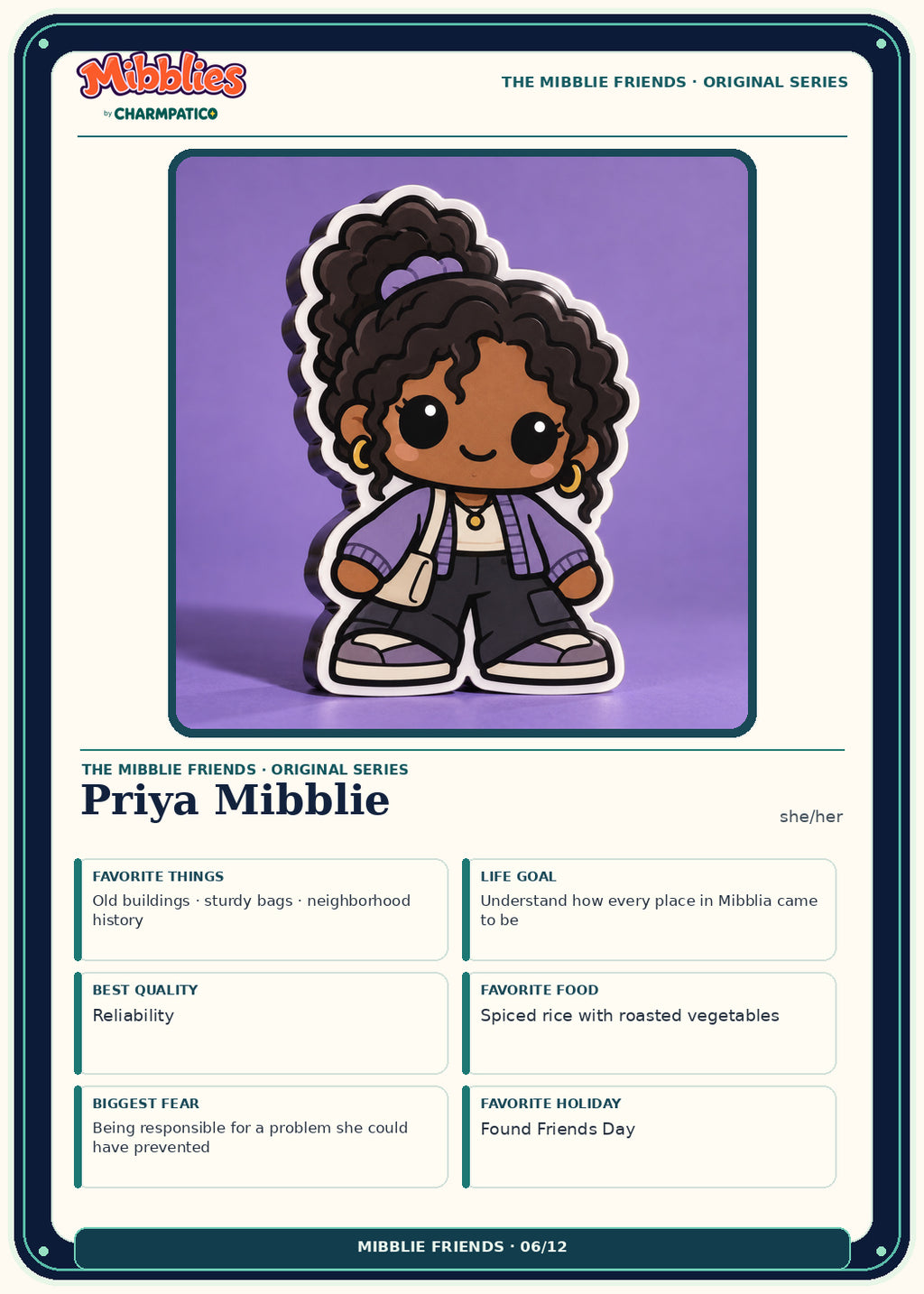 Priya Mibblie Original Series collector card front