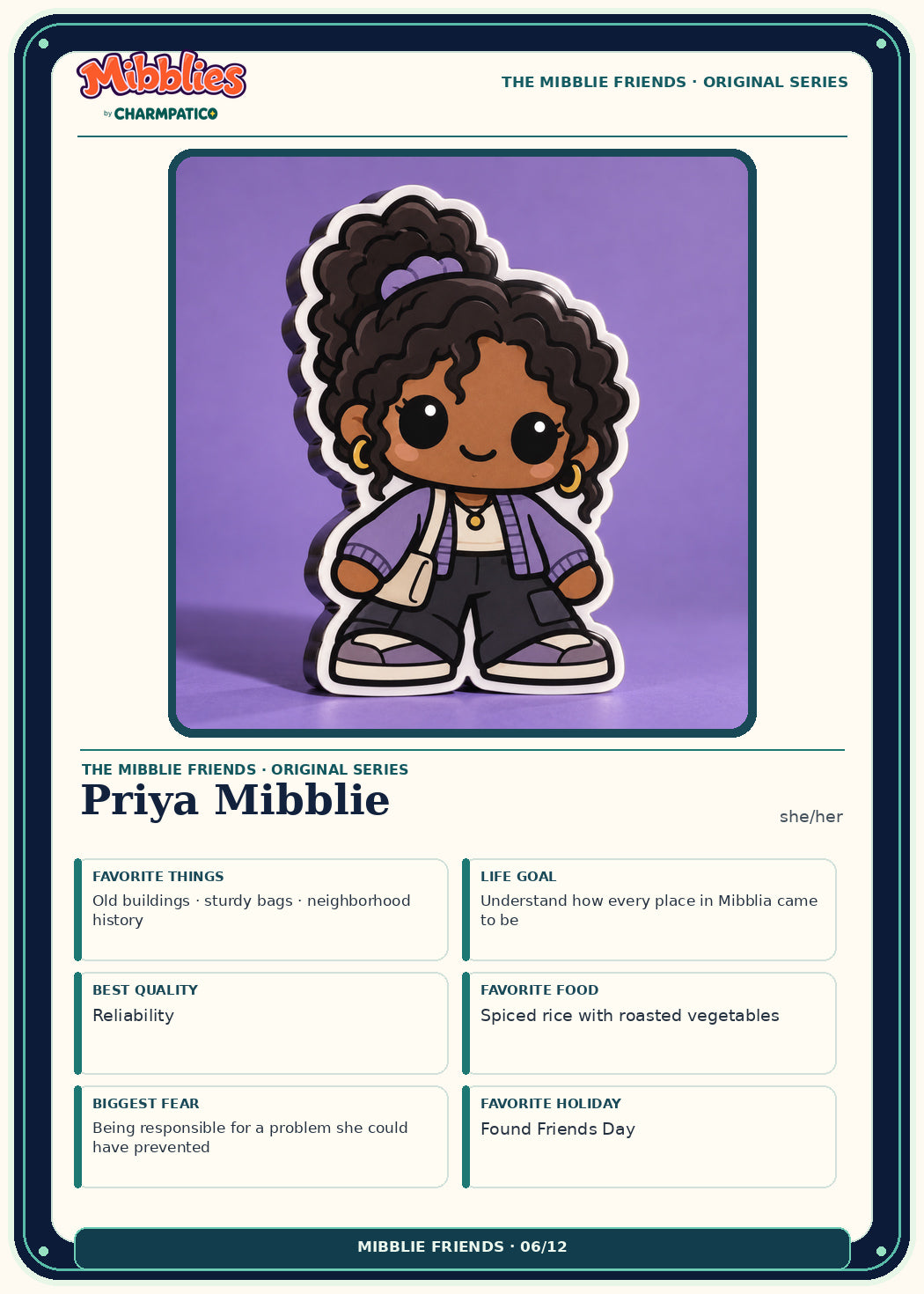 Priya Mibblie Original Series collector card front