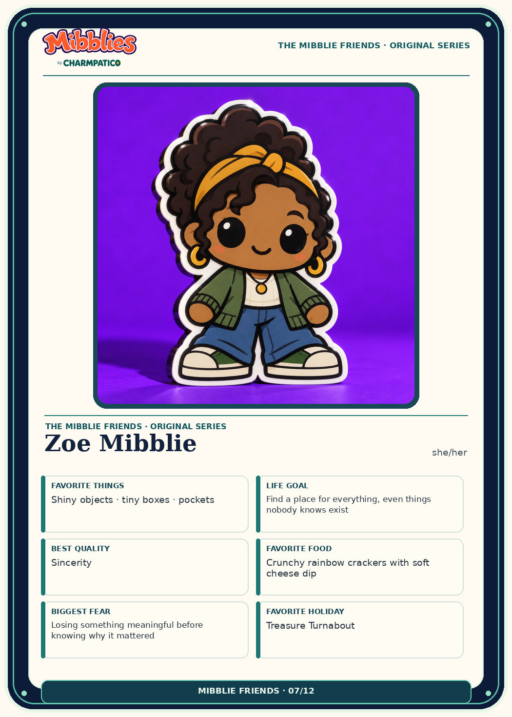 Zoe Mibblie Original Series collector card front
