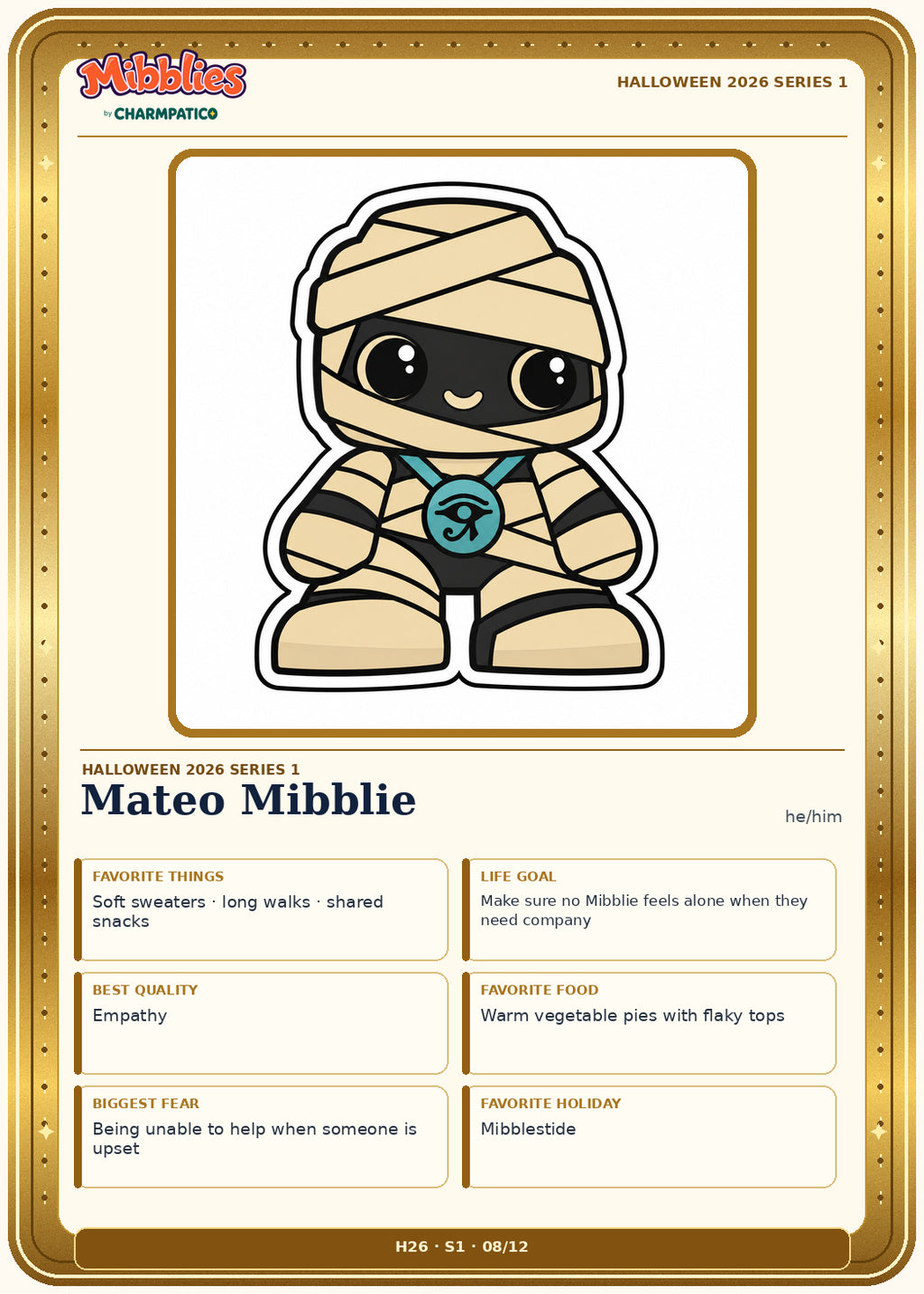 Mateo Mibblie Halloween 2026 Series 1 collector card front