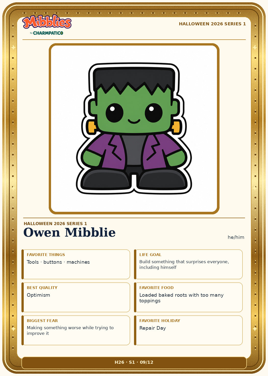 Owen Mibblie Halloween 2026 Series 1 collector card front