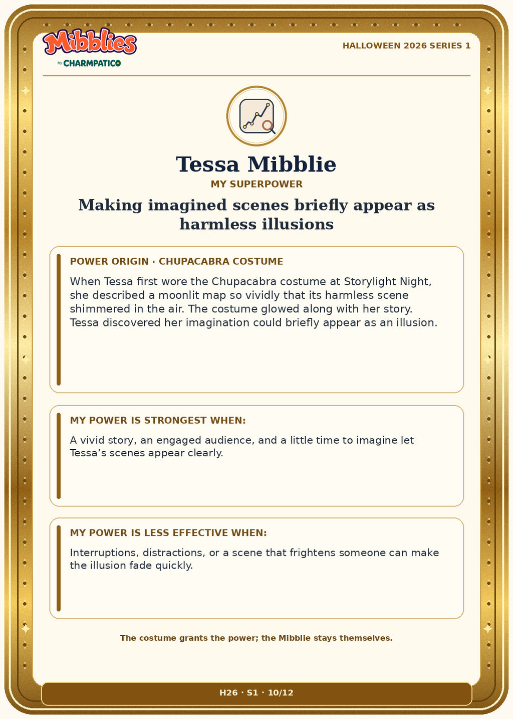 Tessa Mibblie Halloween 2026 Series 1 collector card back