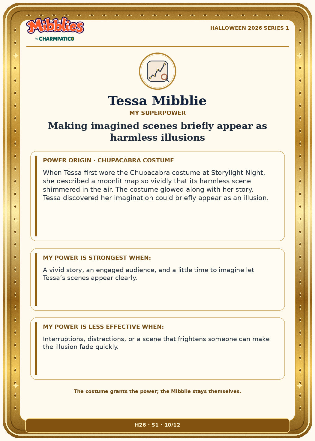 Tessa Mibblie Halloween 2026 Series 1 collector card back