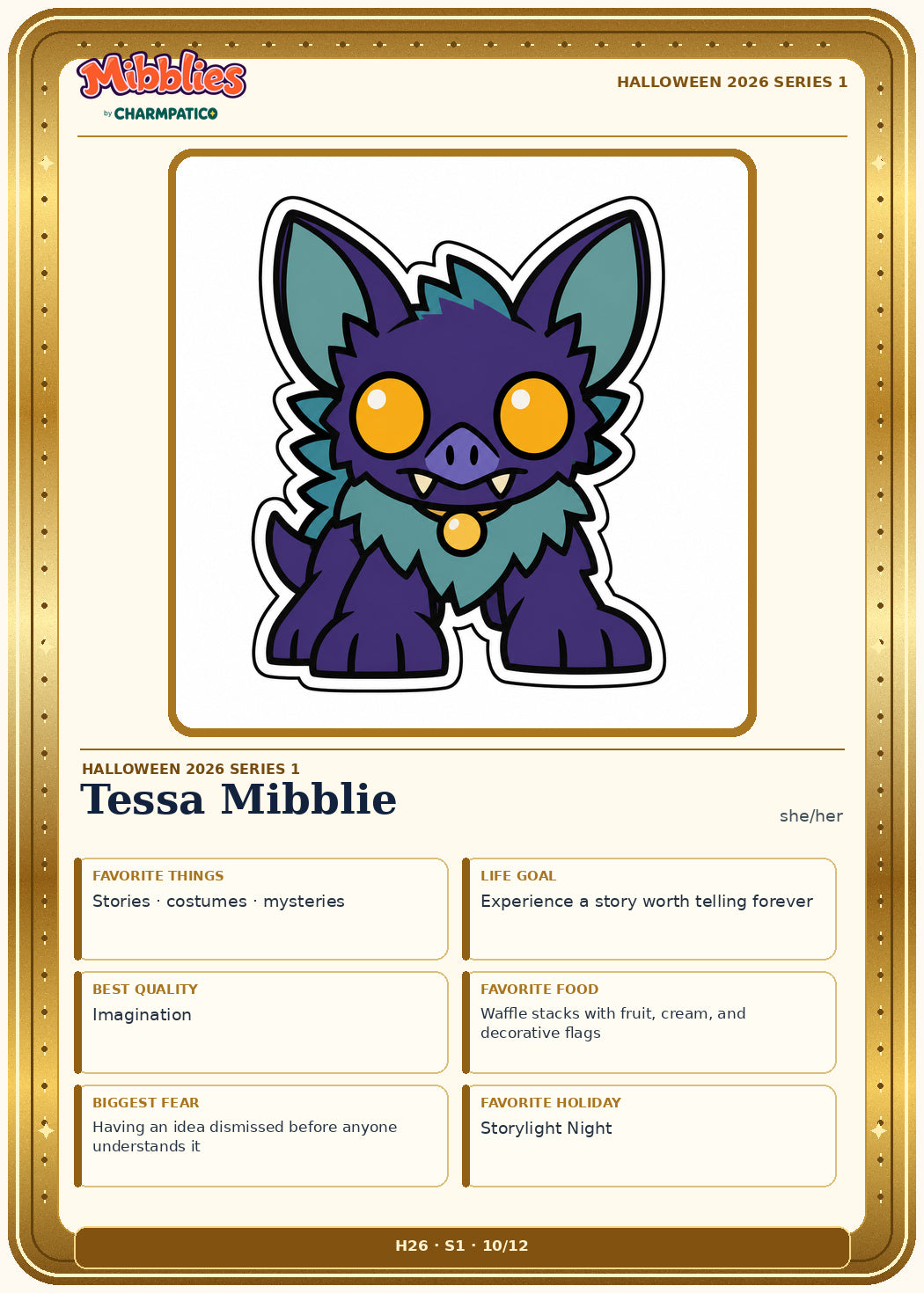 Tessa Mibblie Halloween 2026 Series 1 collector card front