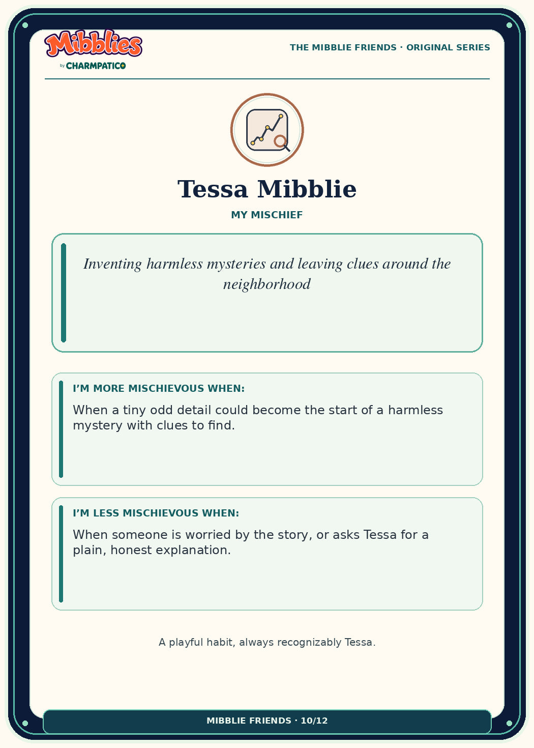 Tessa Mibblie Original Series collector card back