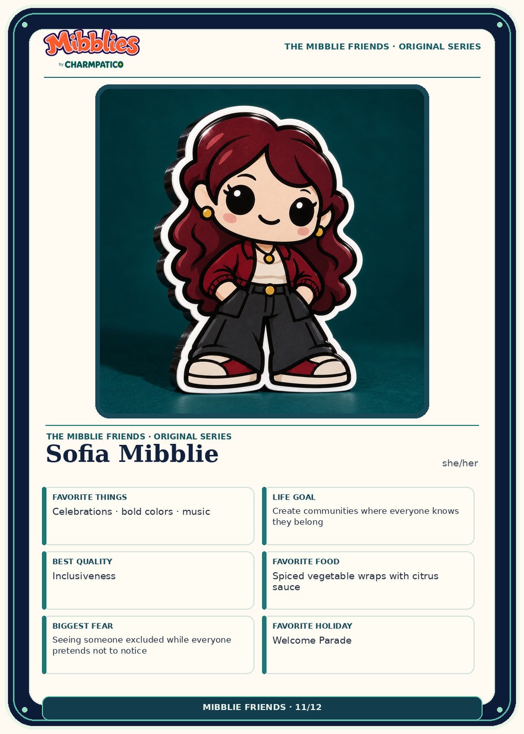 Sofia Mibblie Original Series collector card front