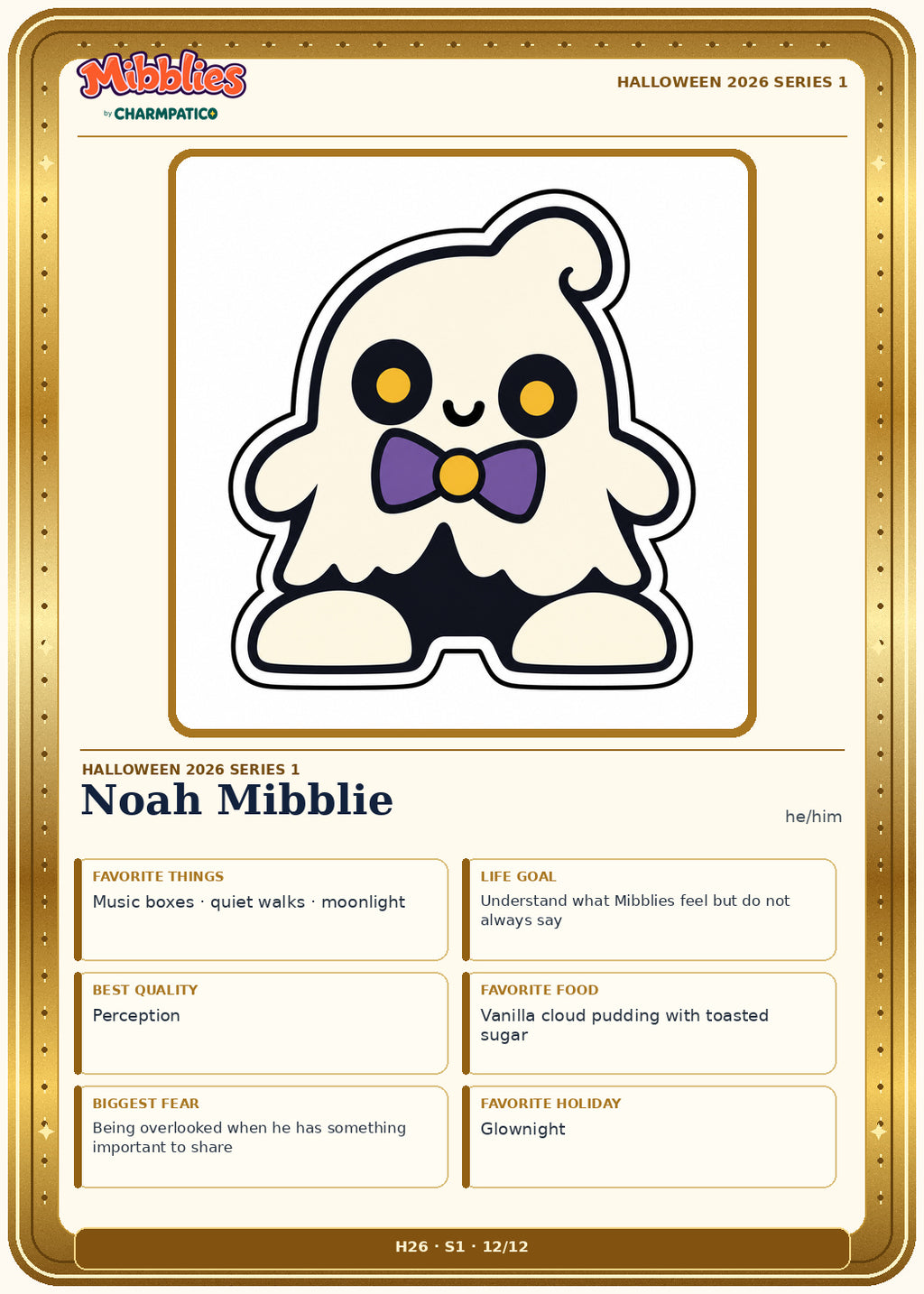 Noah Mibblie Halloween 2026 Series 1 collector card front