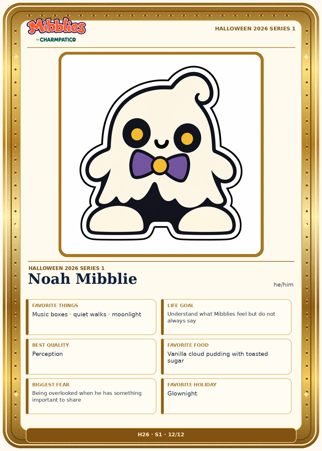 Noah Mibblie Halloween 2026 Series 1 collector card front