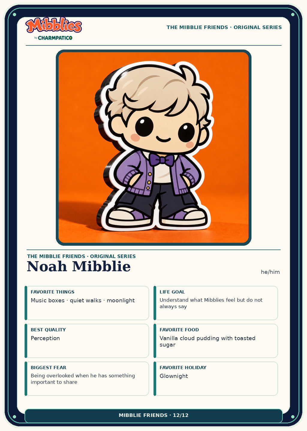 Noah Mibblie Original Series collector card front