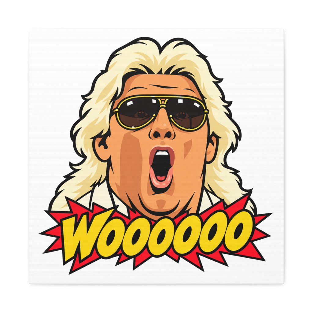 Woooooo Pop Art Canvas Wall Art - Classic 1980s Wrestling Flair