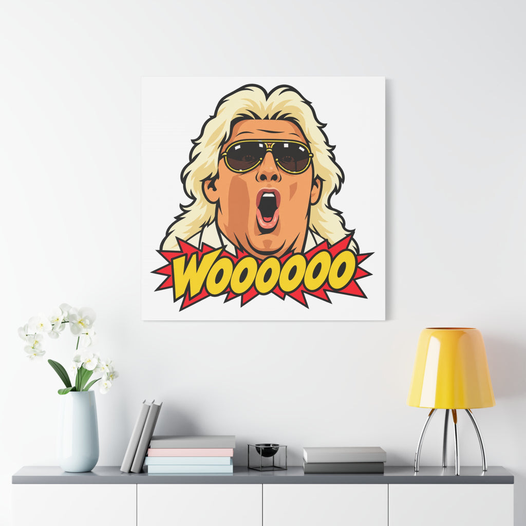 Woooooo Pop Art Canvas Wall Art - Classic 1980s Wrestling Flair