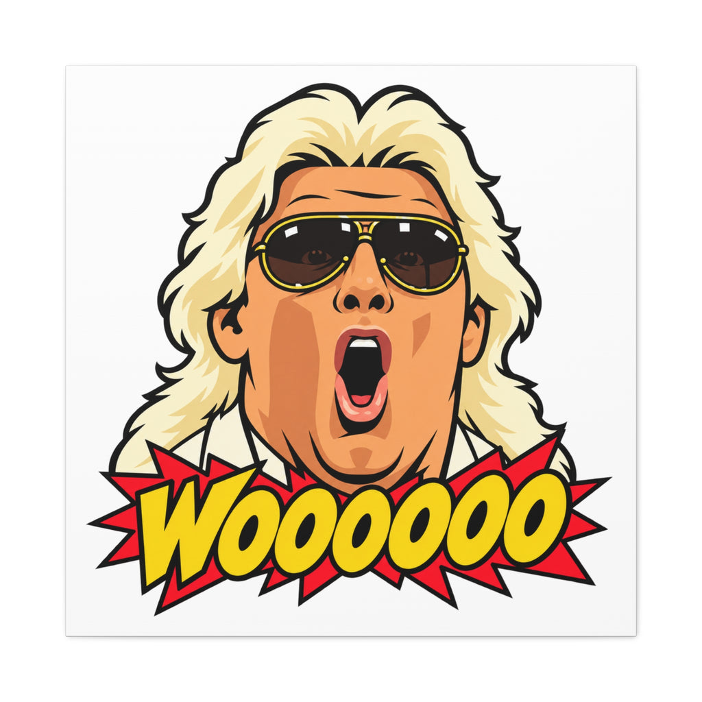 Woooooo Pop Art Canvas Wall Art - Classic 1980s Wrestling Flair