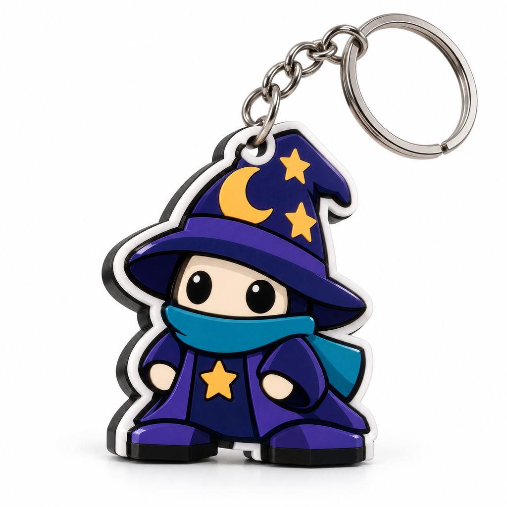 Eli Mibblie character 2D keychain with silver split-ring hardware