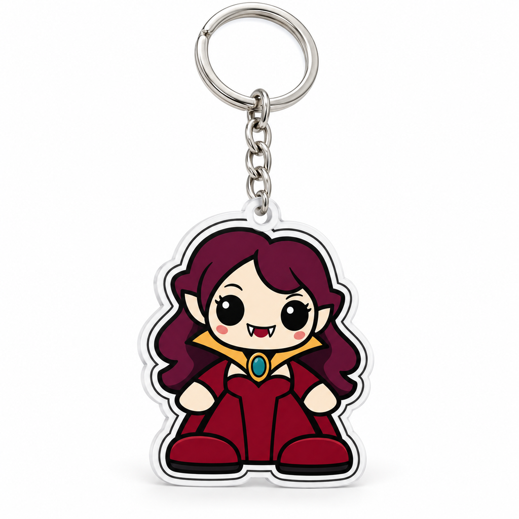 Sofia Mibblie character 2D keychain with silver split-ring hardware