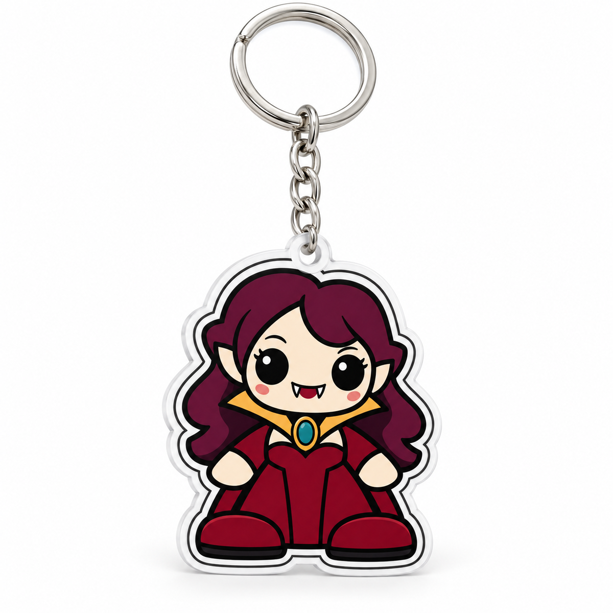 Sofia Mibblie Velvet After Dark 2D personalized keychain with silver split-ring hardware