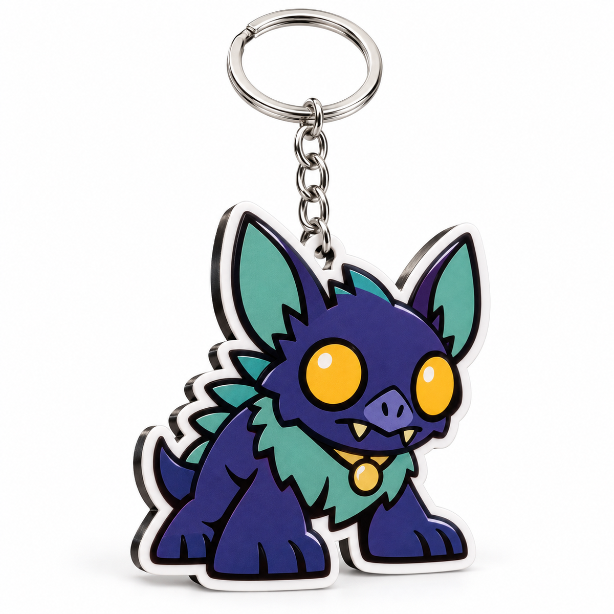 Tessa Mibblie Neighborhood Legend 2D personalized keychain with silver split-ring hardware